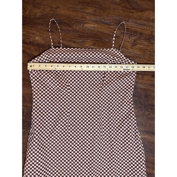 NWT LEVI'S Mini Dress L Brown/Pink Multicolor Check Adj. Spag. Straps w/pockets - Picture 5 of 13